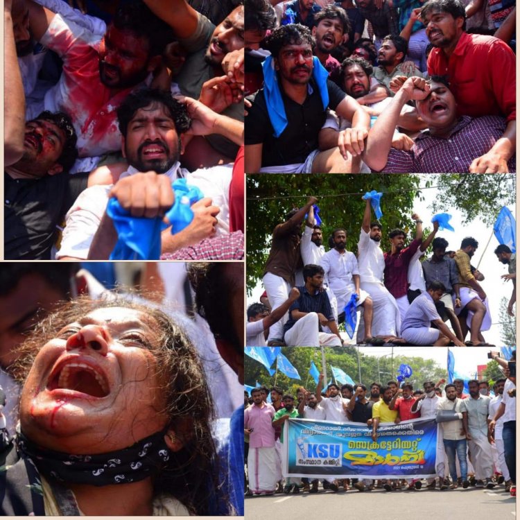 വനിതാപ്രവർത്തകരെപ്പോലും ക്രൂരമായി തല്ലിച്ചതച്ചു ; അക്രമത്തിന് പിന്നില്‍ പൊലീസിലെ ശിവരഞ്ജിത്തുമാരെന്ന് കെ.എസ്.യു